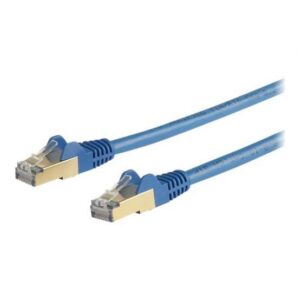 StarTech.com 5m CAT6A Ethernet Cable, 10 Gigabit Shielded Snagless RJ45 100W PoE Patch Cord, CAT 6A 10GbE STP Network Cable w/Strain Relief, Blue, Fluke Tested/UL Certified Wiring/TIA - Category 6A - 26AWG (6ASPAT5MBL) - patch cable - 5 m - blue